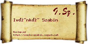 Ivánkó Szabin névjegykártya